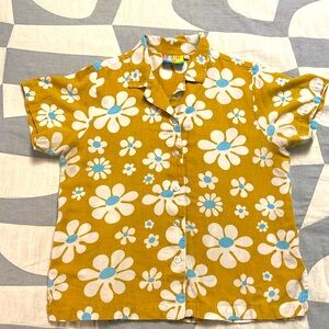 Big Bud Press lazy Daisy pantry button up in mustard, blue, sz medium